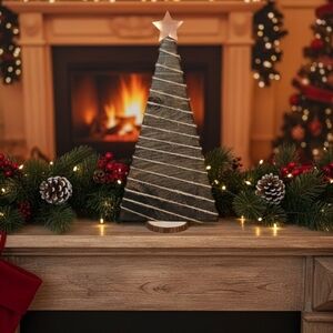 12" Rustic Twine & Copper Star Christmas Tree Wood Base Decor